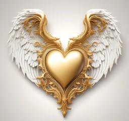 Magical Valentine heart with fairy wings, dreamy romantic mood, soft lighting