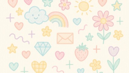 Pastel doodles evoke joyful serenity desktop wallpaper