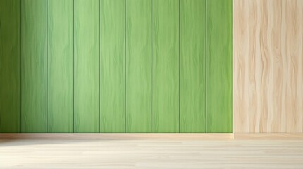 A close-up view of a weathered wooden plank wall with peeling green paint