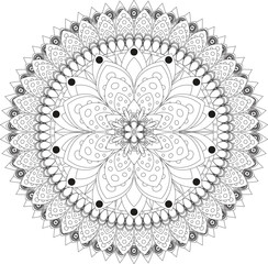 mandala of sacred geometry is black and white