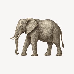 Obraz premium Detailed vintage elephant illustration.