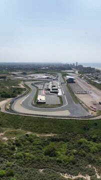Aerial view of zandvoort racetrack by the sea
