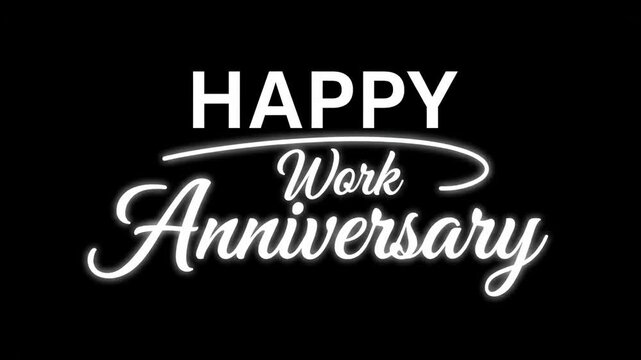 Happy Work Anniversary with Stylish Script Font and Subtle Glow, Professional Congratulations for Employee Appreciation