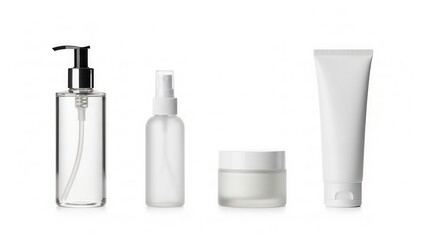 Cosmetic containers minimal design white background product mockup