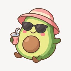Cute avocado enjoying summer vibes.