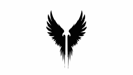 Obraz premium Symbol of power, freedom, and strength represented by black stylized wings and a sword.