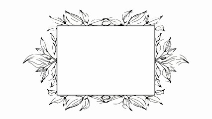 Elegant floral frame with delicate leaves surrounding a blank rectangular space for text or design.