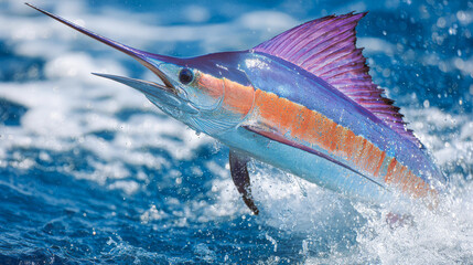 Jumping fish in ocean shows vibrant colors and powerful movement near the surface