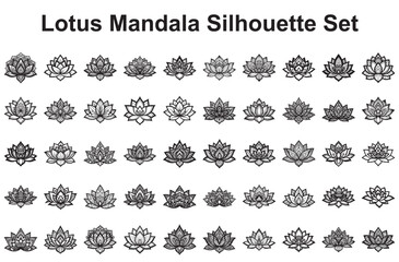 Lotus Mandala Silhouette Set