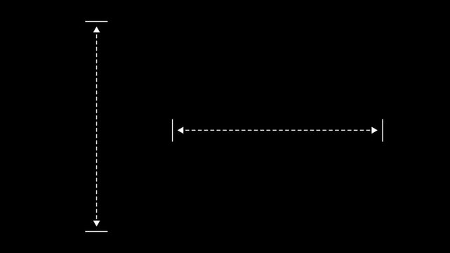 Animation of the measurement line and arrows on a black background. 4K