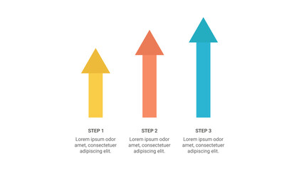 Three Steps Growth Arrows Infographic Business Progress Concept.