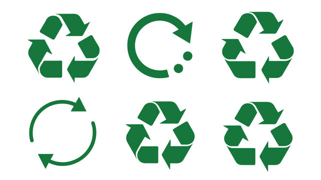 Green recycling symbols white recycle arrow