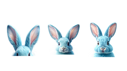 “Pastel Blue Bunny Ears with Soft Fluffy Fur, isolated on a transparent background”