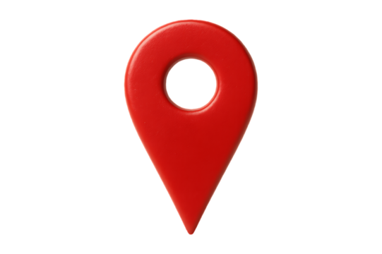 Red Map Location Pin Icon Isolated on Transparent Background - Powered by Adobe