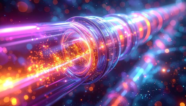 Abstract Fiber Optic Cable with Data Flow