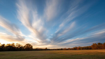 Autumn field sunrise cloud sky landscape outdoor calm peaceful nature scene