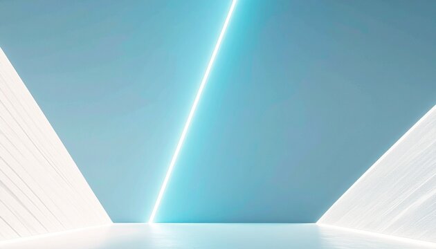 Sleek minimalist virtual showroom background with vertical glowing stripes and expansive floor representing business growth and technological advancement.