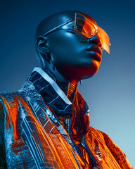 Cyberpunk android futuristic portrait neon glasses cyberpunk android futuristic portrait neon glasses glowing fashion