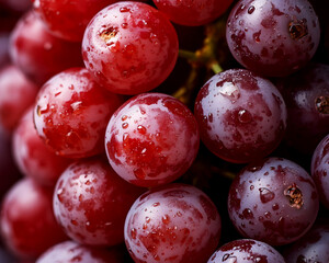 a close-up of fresh red grapes