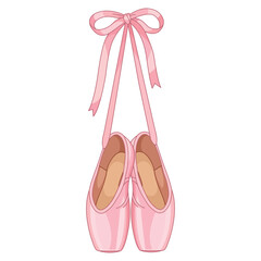 Pink Ballet Pointe Shoes with Ribbon Vector Illustration © Namrah Fareed