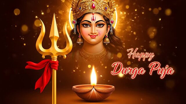 Goddess Durga Puja Festival Background Navratri Diya Trishula Celebration
