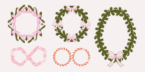 Obraz premium Delicate wreaths and ribbon loops in pastel shades a charming decorative collection