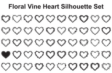 Floral Vine Heart Silhouette Set
