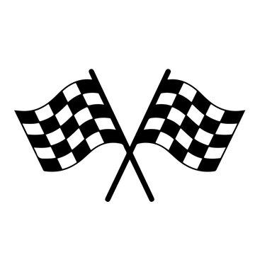 Two crossed checkered flags ,checkered finish flag Black silhouette vector,finish flag  icon