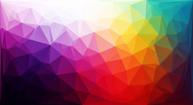 Vibrant geometric low poly rainbow pattern background with a modern gradient design