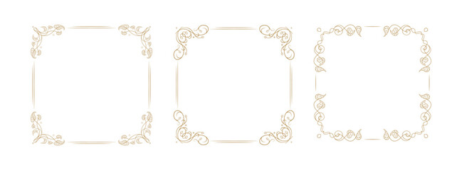 Decorative square frame collection. Vector elegant borders for retro style invitations
