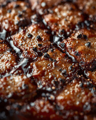 a close-up of grilled beef steak surface