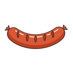 Grilled Sausage Cartoon Illustration.