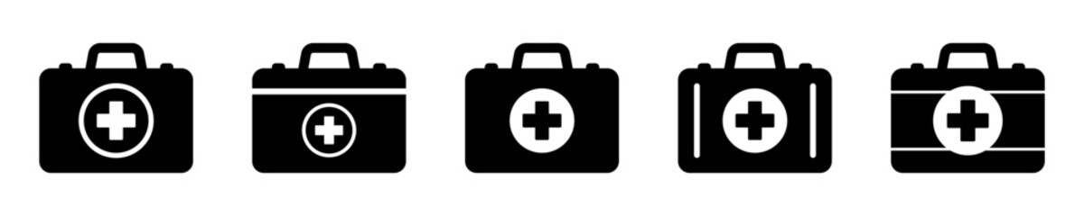 Fototapeta premium First Aid Box Icons, Medical Briefcase icons.