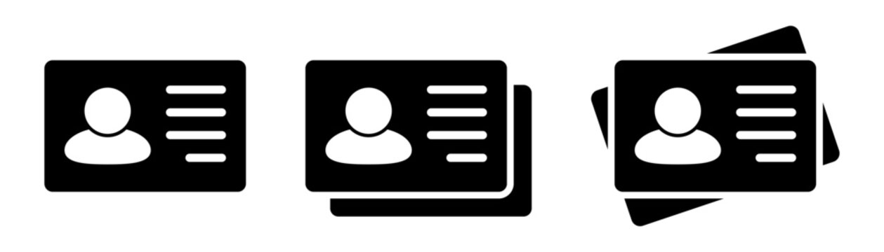 Employee Badge and ID Card Icons Set for Identification and Verification Design