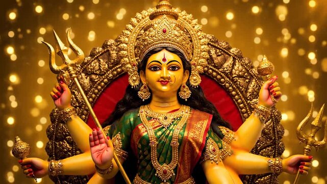 Majestic Goddess Durga Idol Navaratri Festival Hindu Deity