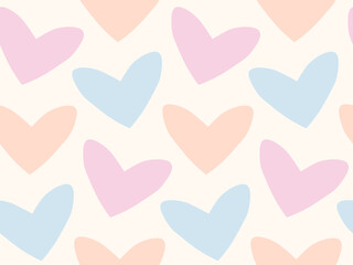 Vector seamless pattern of pastel hearts in trendy 2026 colors. Cute hearts pattern for baby shower or Valentine's day.