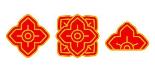 Vector traditional geometric Thai ornament elements. Thai ornament icons.
