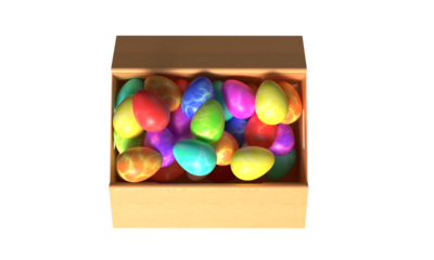 Open box brown color happy easter day eggs colorful april month spring time gift bunny happy easter day spring time pastel happy easter day eggs party festival surprise celebration easter day group 