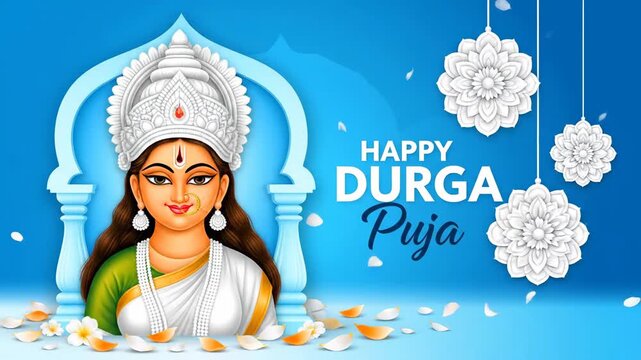 Happy Durga Puja Background Hindu Goddess Maa Devi Festive Illustration