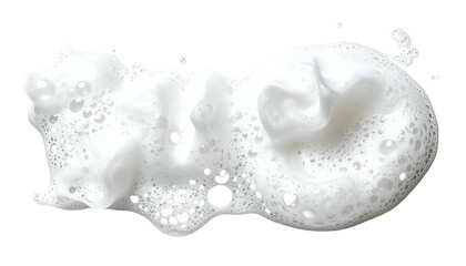 Close-up of white, frothy foam with bubbles and a smooth, swirling texture