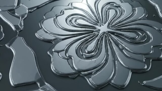 Elegant dark gray glossy floral pattern background with embossed texture.