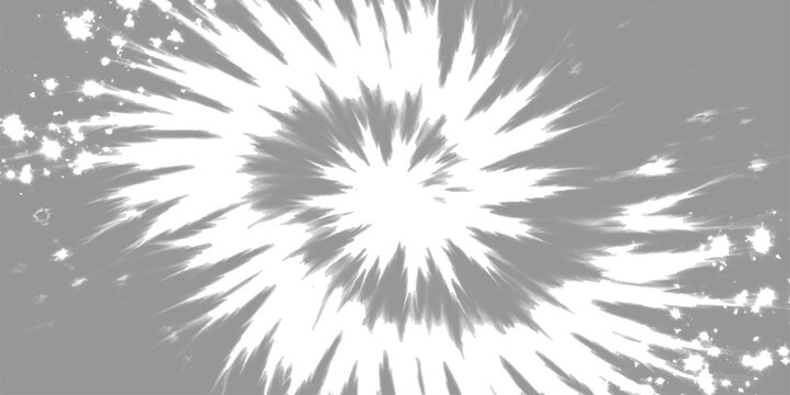 A dynamic abstract black and white spiral pattern with a tie-dye effect and light burst