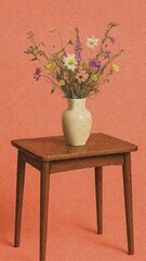Fototapeta premium Rustic vase with wildflowers arrangement mobile wallpaper