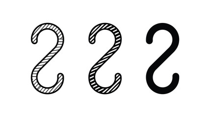 Naklejka premium S hooks hatched striped solid black hanging metal