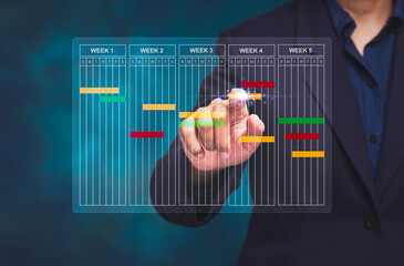 Businessman planning work schedule digital concept.