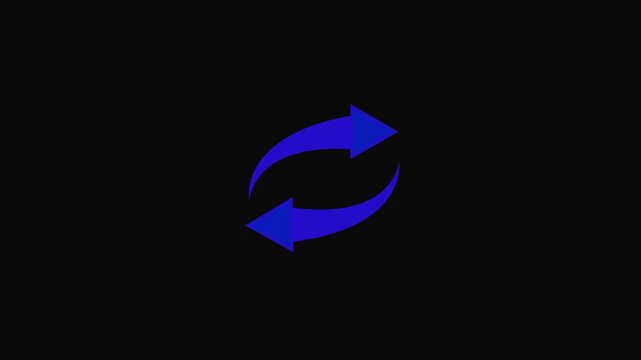 Circle arrow refresh and reload icon animation with loading progress on black background.