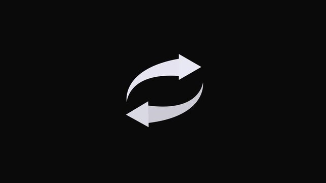 Circle arrow refresh and reload icon animation with loading progress on black background.