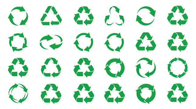 Green recycling symbols white arrows