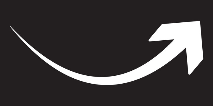 White curve arrow icon on Black background. flat style-arrow icon for your web site design, logo, app, UI. arrow indicated the direction symbol.