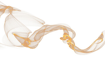 Abstract golden wave lines. Dynamic flowing light trail on white